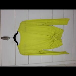 J Crew Large bright yellow tie at back long sleeve tee shirt